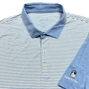 Johnnie O‎ Polo Shirt Mens XXL Blue Stripe Puerto Los Cabos Golf Performance 2XL
